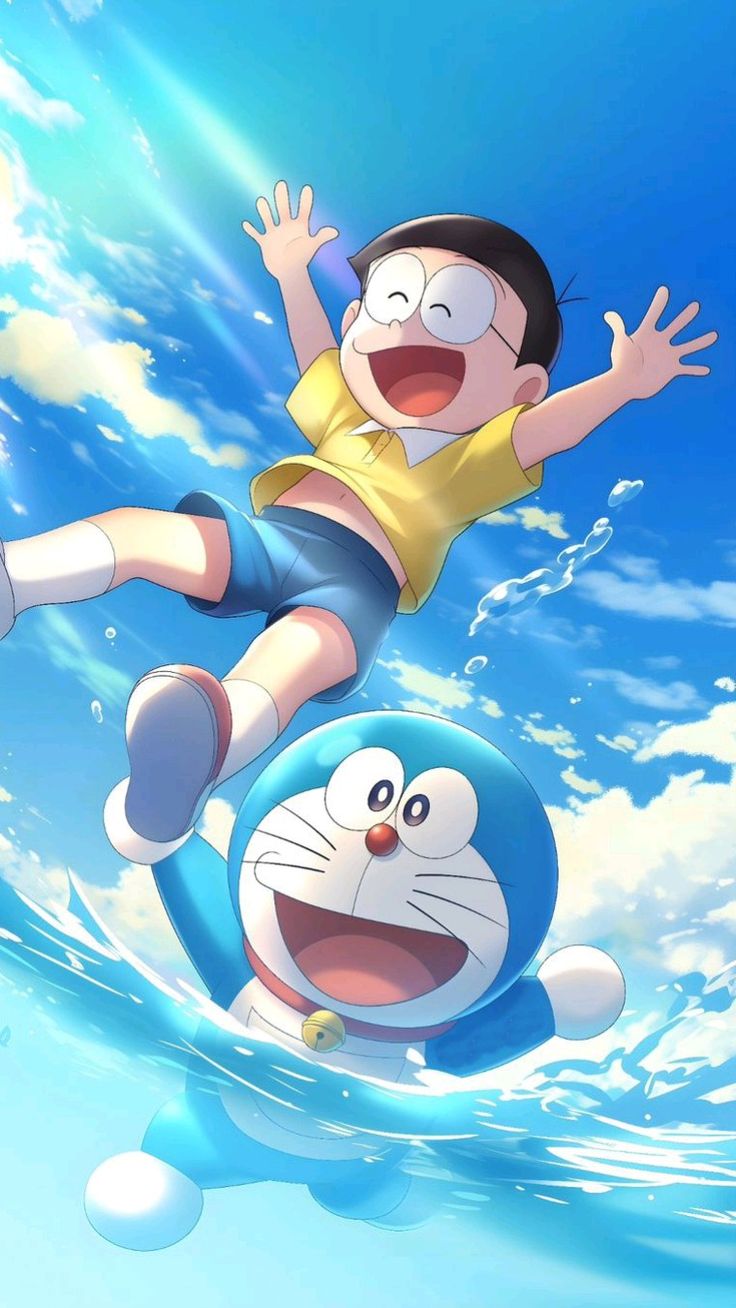 Ảnh Doremon và Nobita đang cùng nhau vui đùa (3)