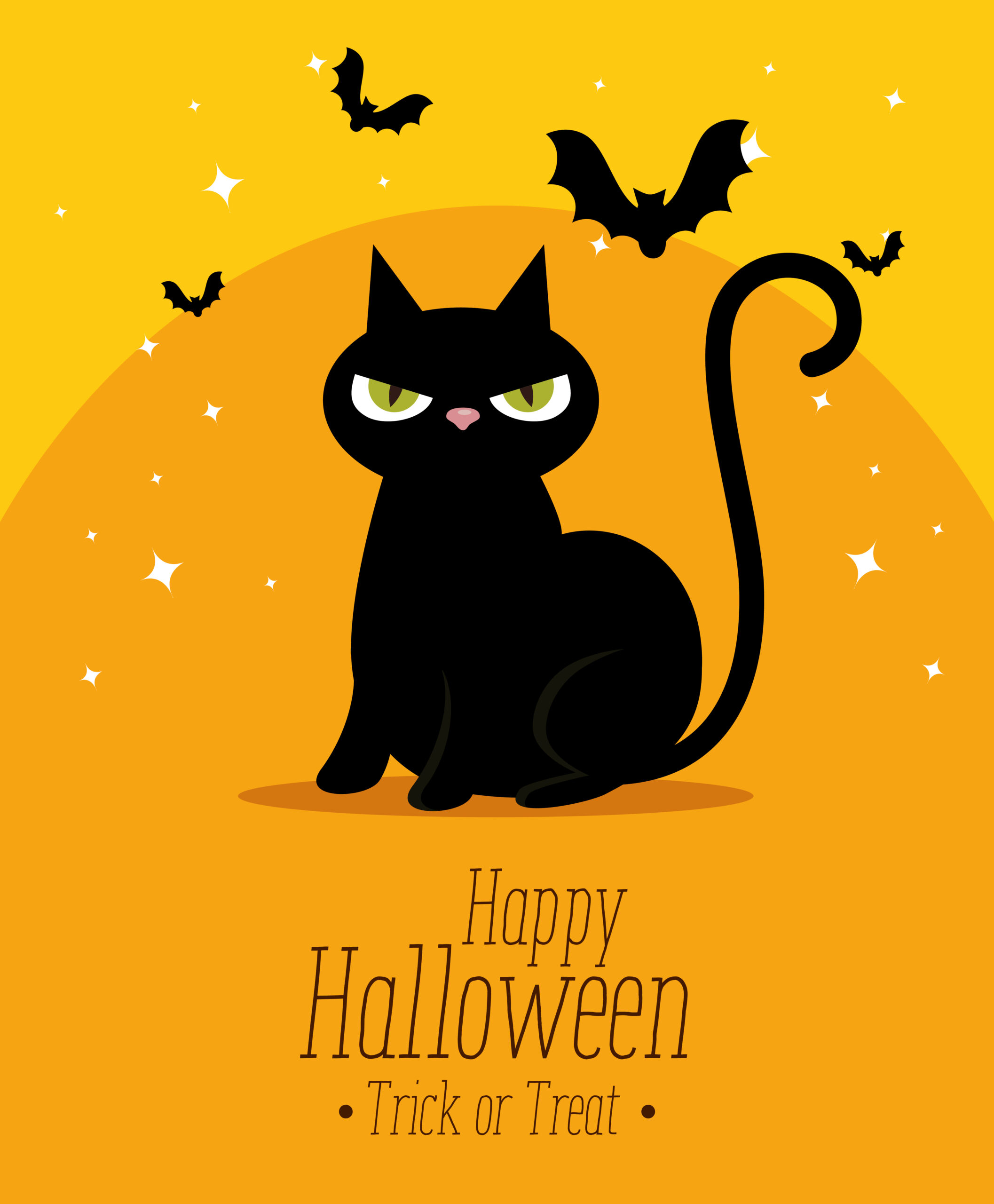 happy halloween card with black cat